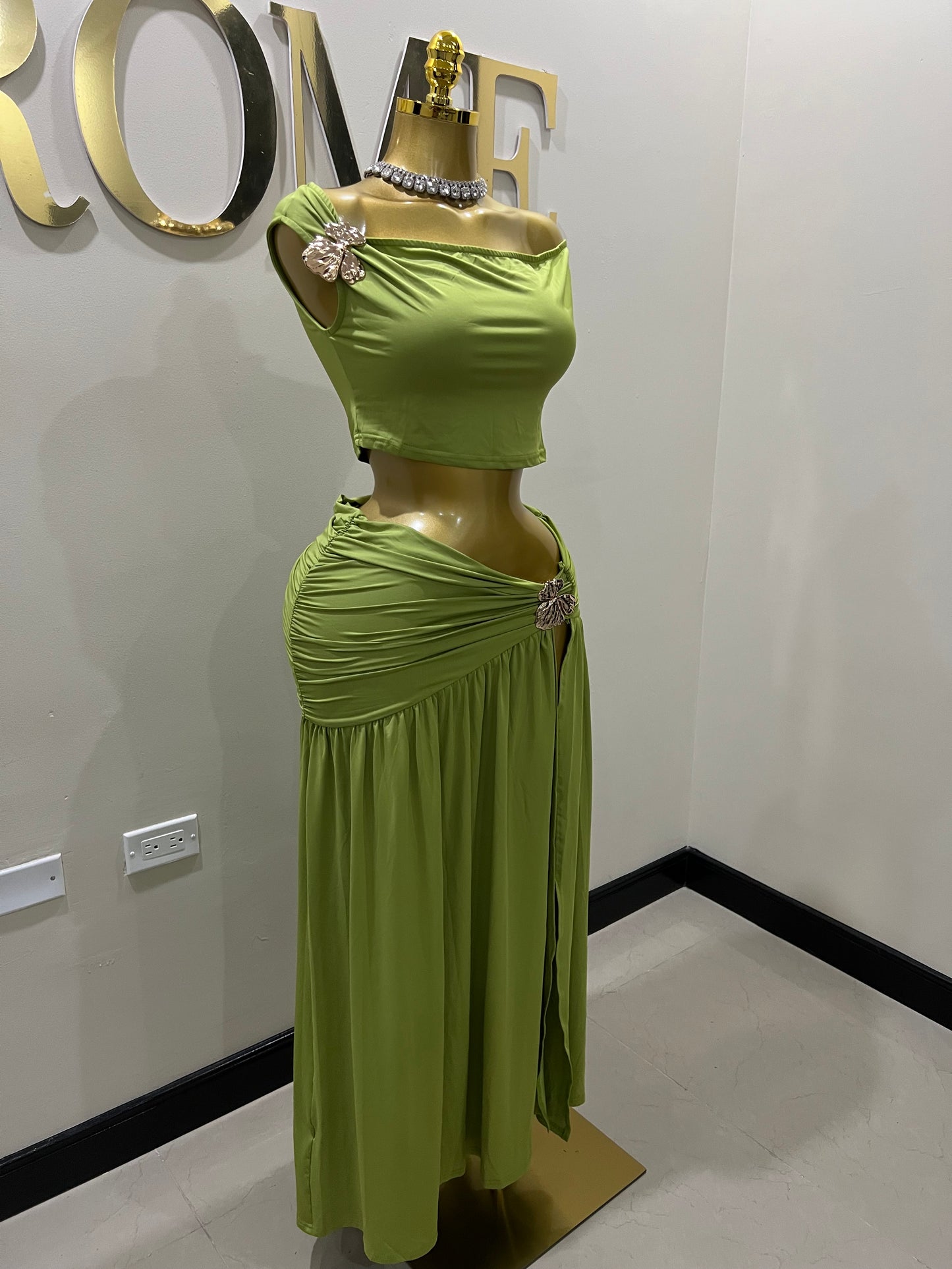 Nara Petal 2 Pcs Skirt Set (Green)