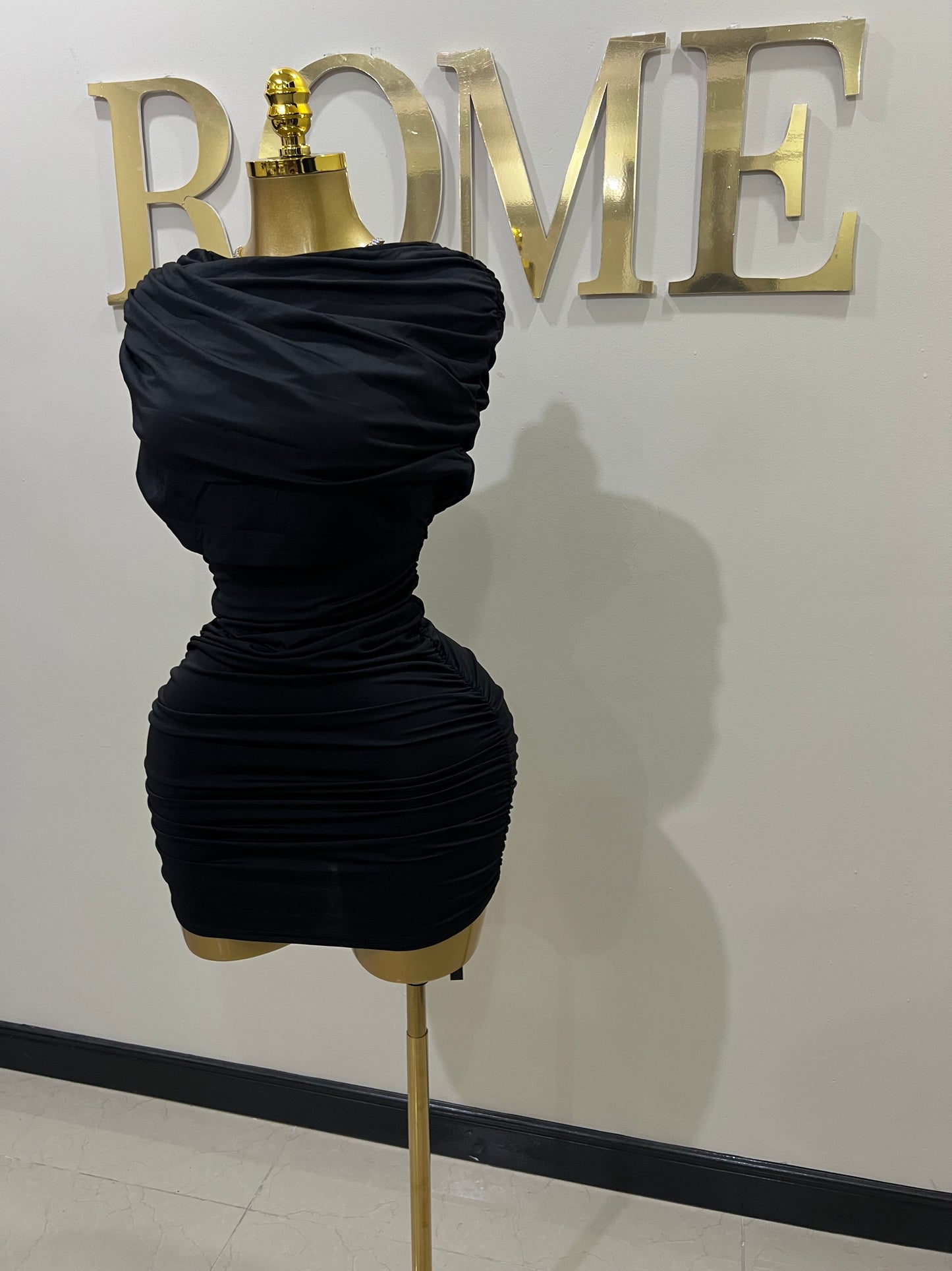 Samira Double Shoulders Dress (Black)