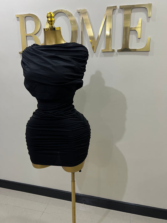 Samira Double Shoulders Dress (Black)