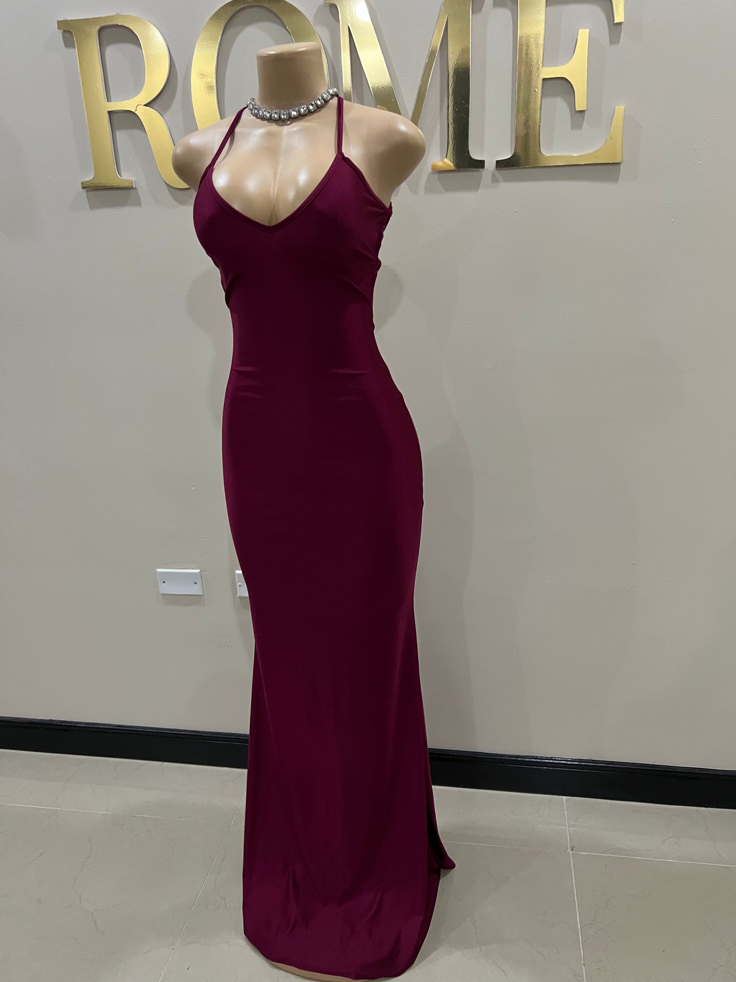 Kerry Strappy Dress (Burgundy)