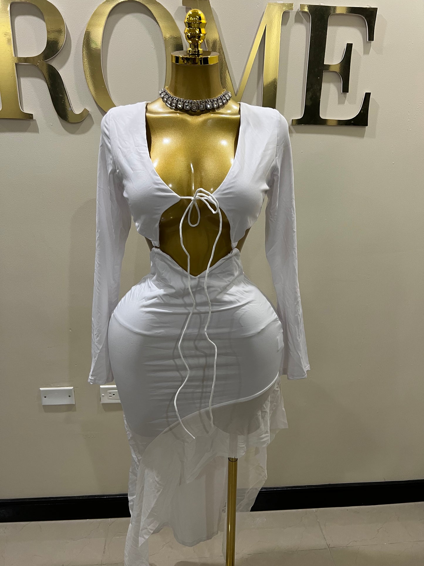 Christina Ruffle Dress (White)