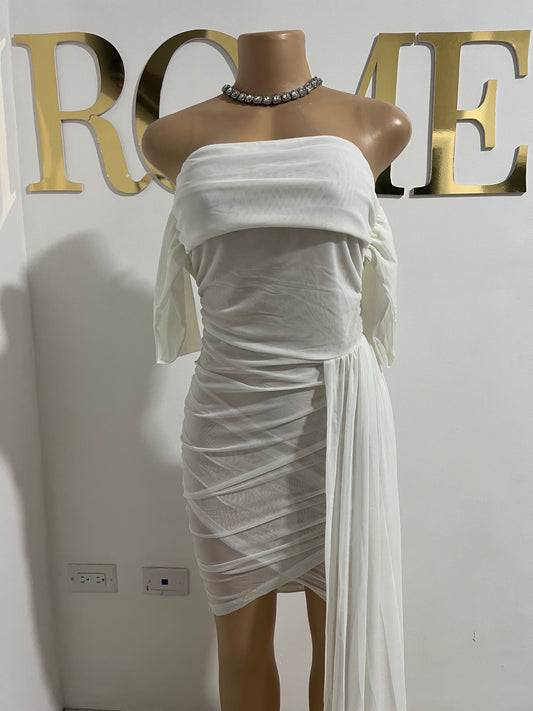 Porsha Allegra Mesh Dress (White)