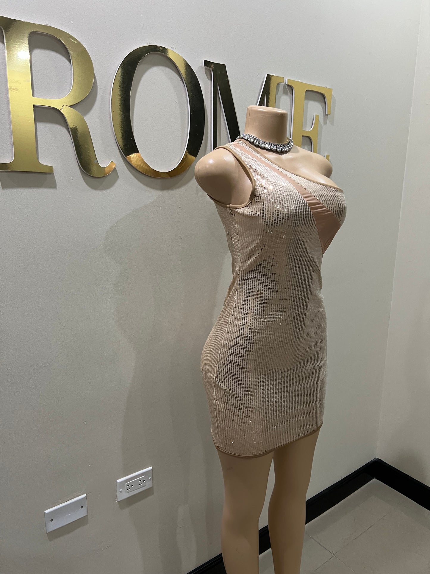 Emma Sequin Dress (Rose Gold- nude)