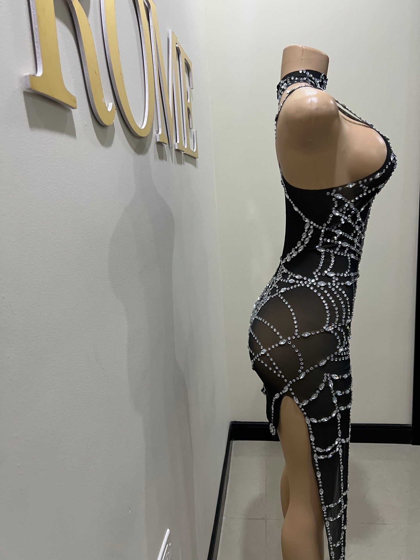 Charlotte’s Web Gemstone Mesh Dress (Black)