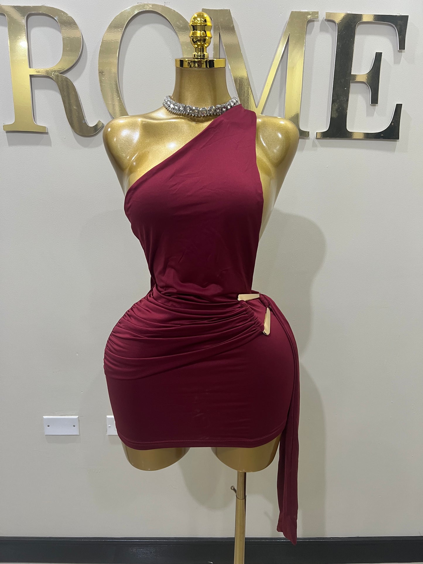 Angle Super Mini Allegra Dress (Burgundy)