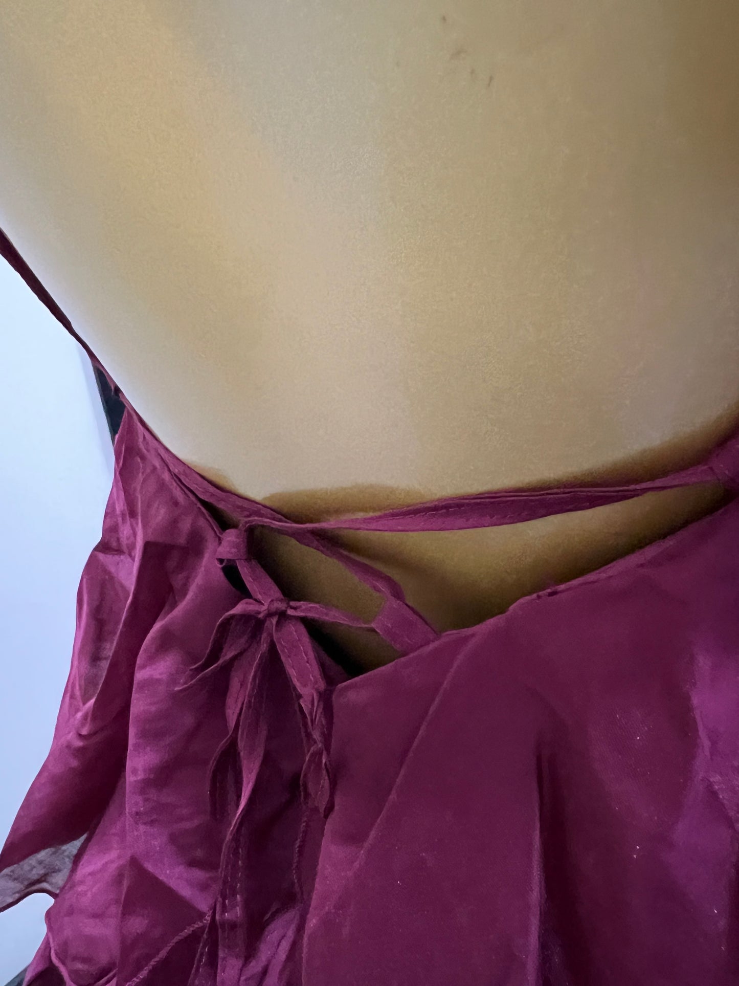Rumi Chen Ruffle Long Dress (Burgundy)