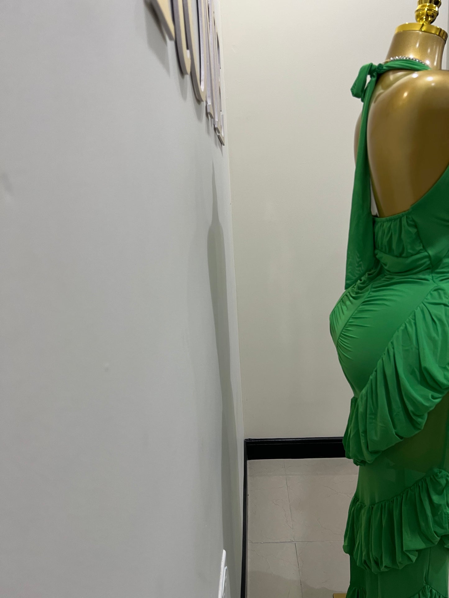 Courtili Ruffle Mesh Dress (Green)