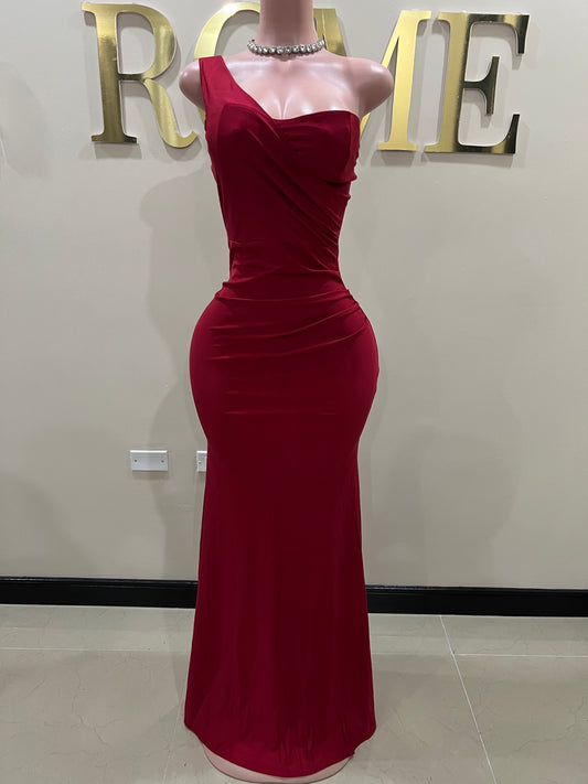 Kerry One Strap Dress (Burgundy)