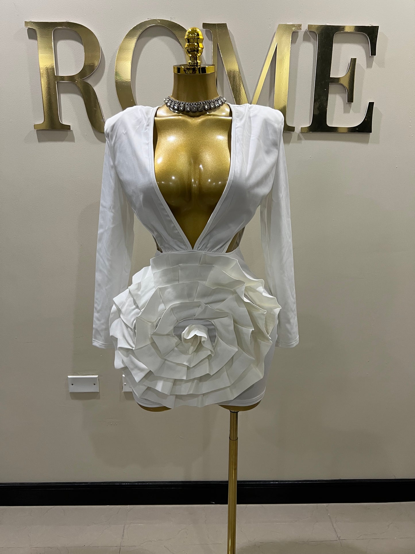 Camila Slay Flower Dress (White)