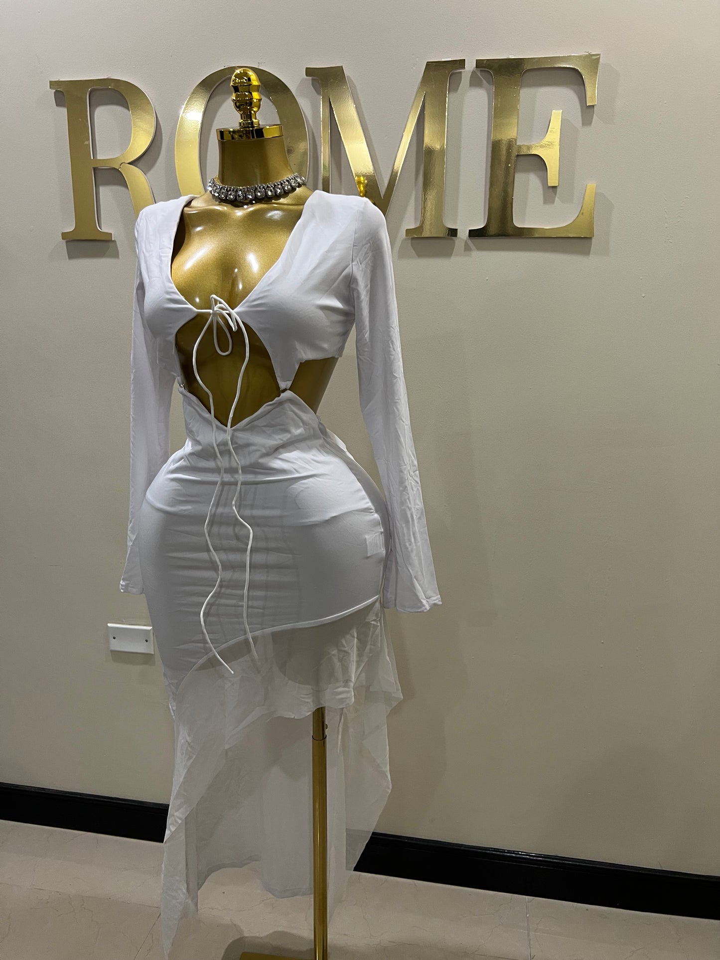 Christina Ruffle Dress (White)