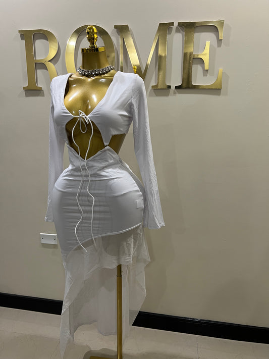 Christina Ruffle Dress (White)