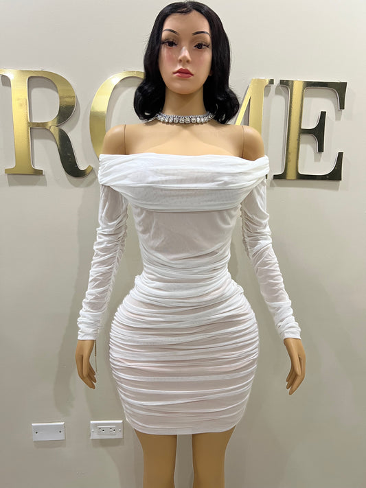 Porsha Long Sleeve Dress (White)