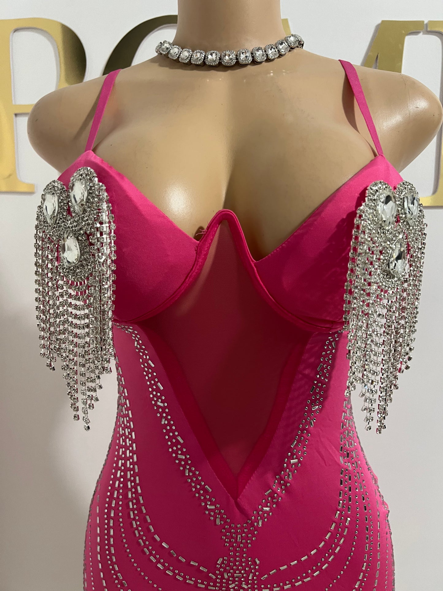 Dazzle Medusa Crystal Dress (Pink)