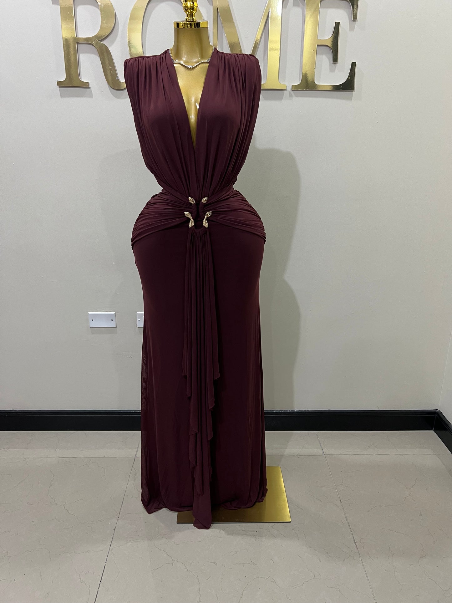 Michelle Snake Dress (Maroon)