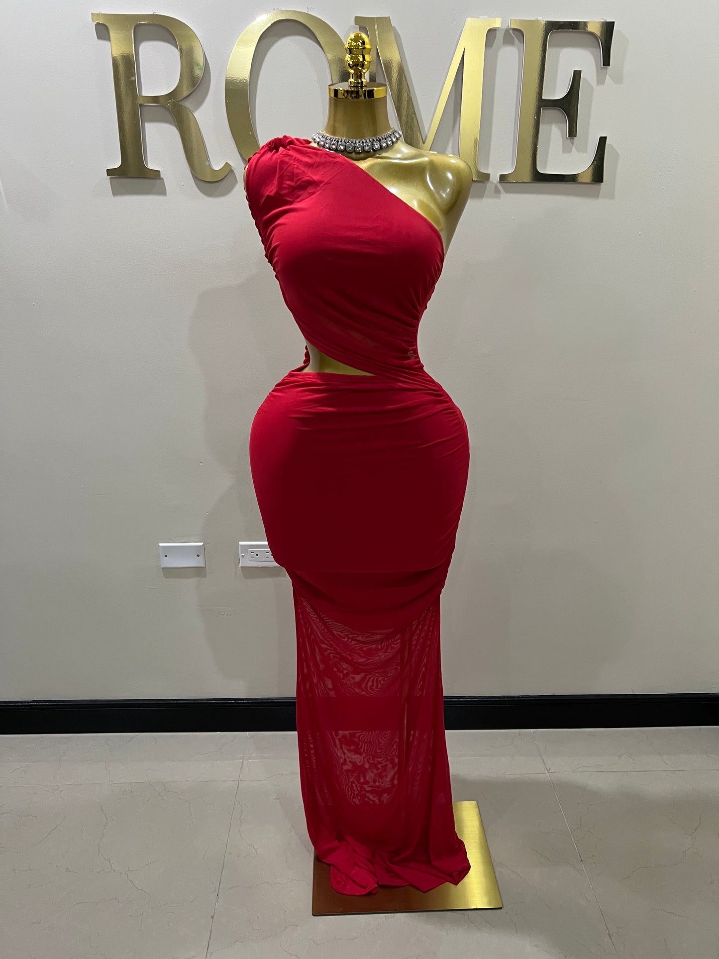 Emma Giselle Mesh Rope Dress (Red)