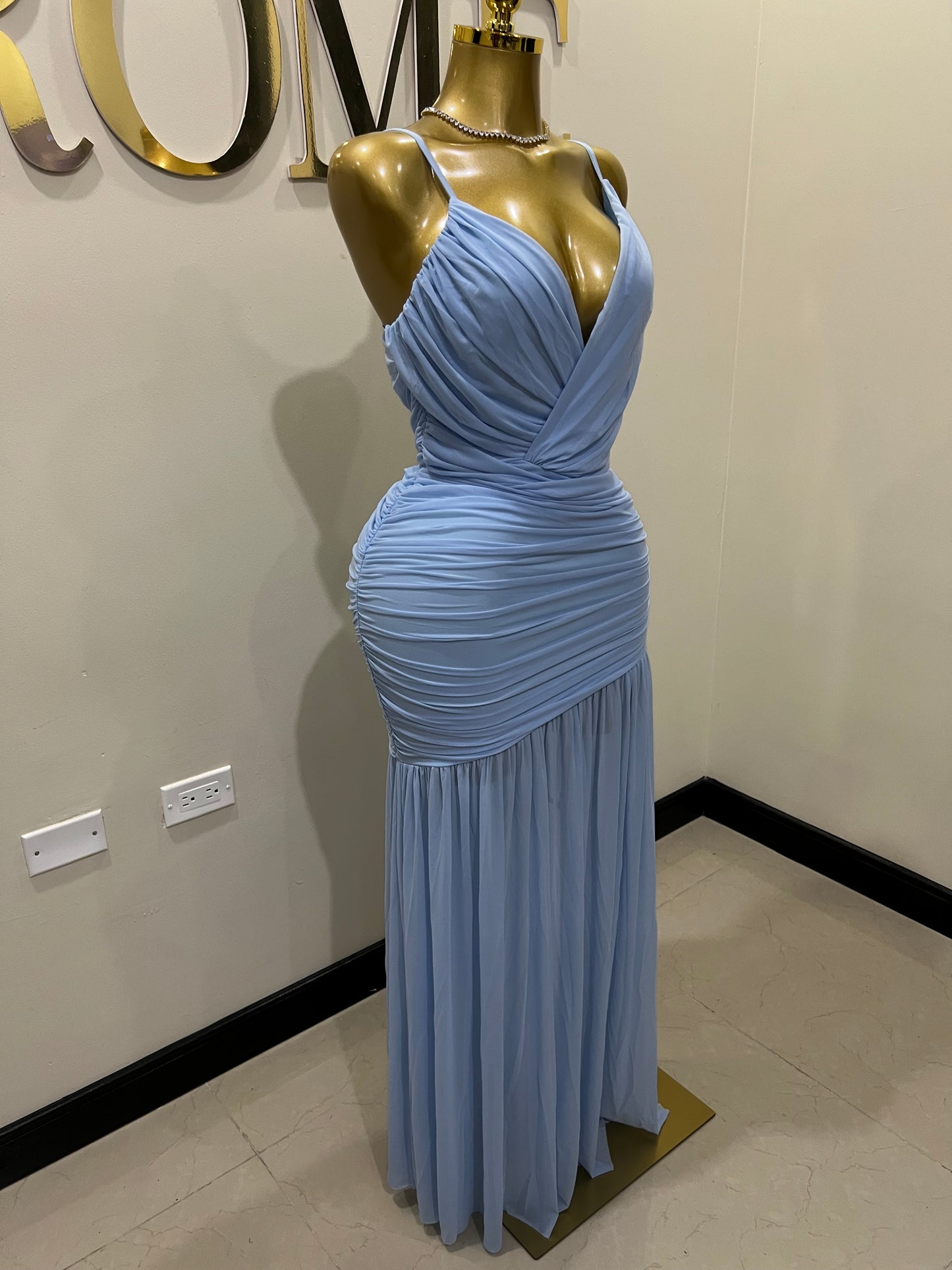 Michelle Celine Strap Dress (Blue)