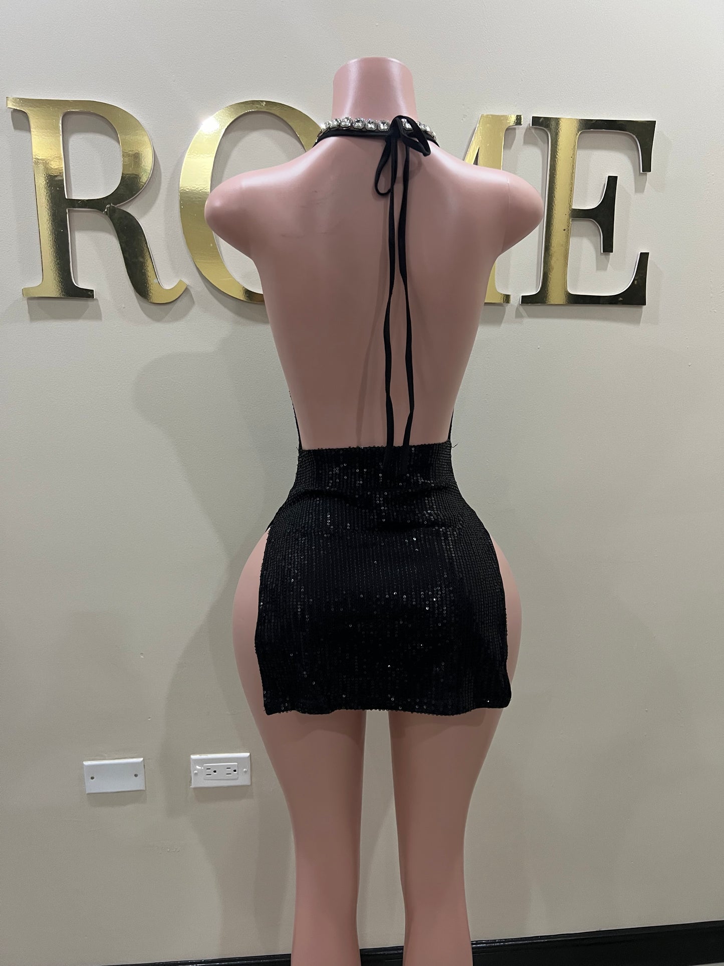 Kim Super Mini Backless Dress (Black)