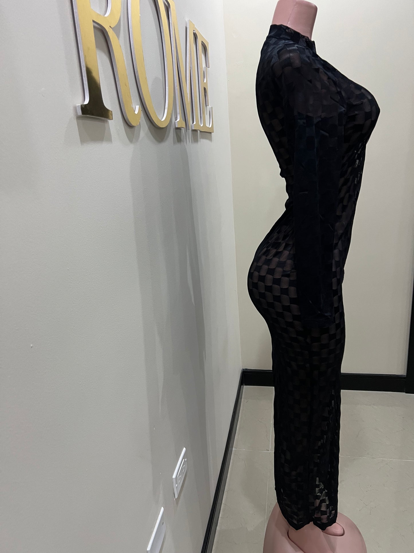 Nia Long Mesh Dress (Black)