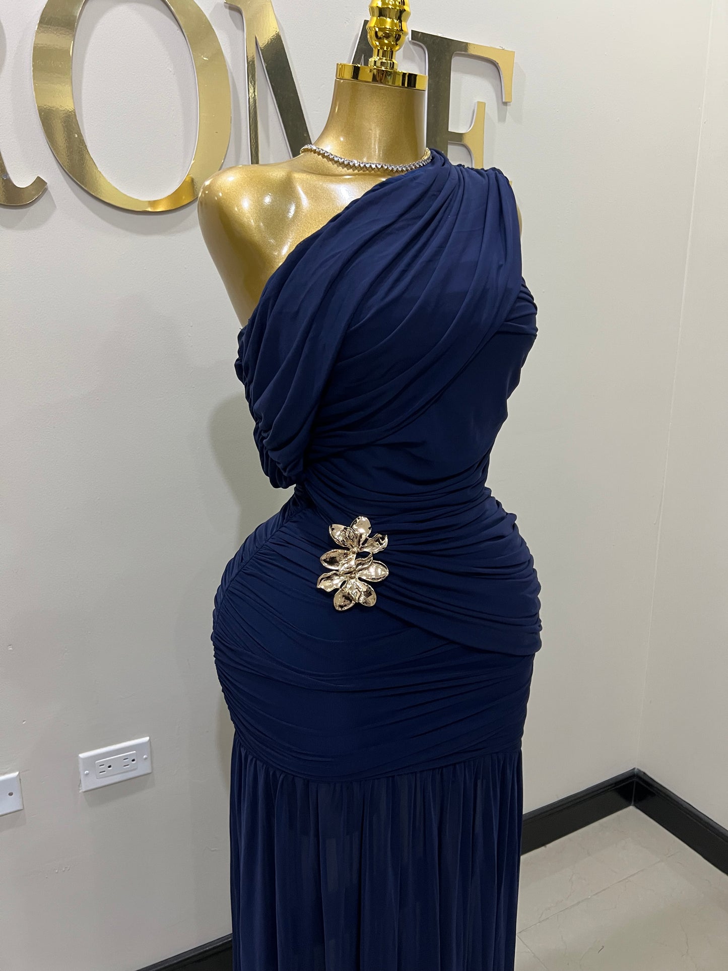 Michelle Lydia Shoulder Dress (Blue)
