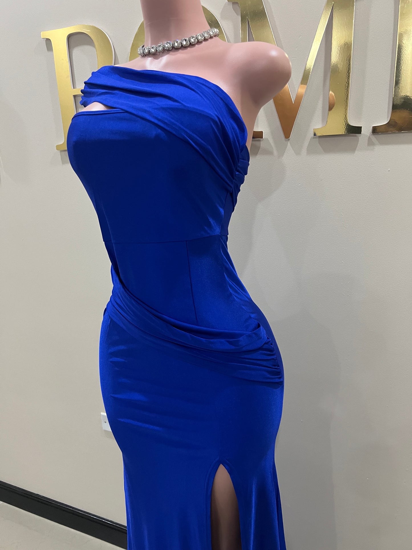 Kerry One Shoulder Dress (Blue)