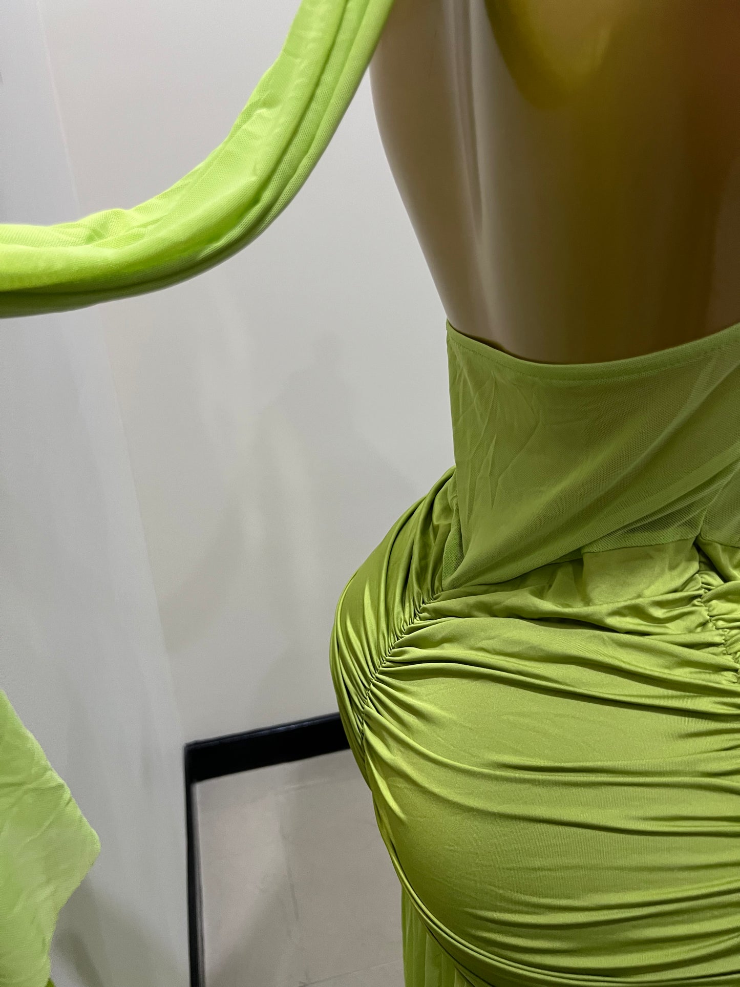 Off Shoulder Nara Split Dress with Scarf (Green)