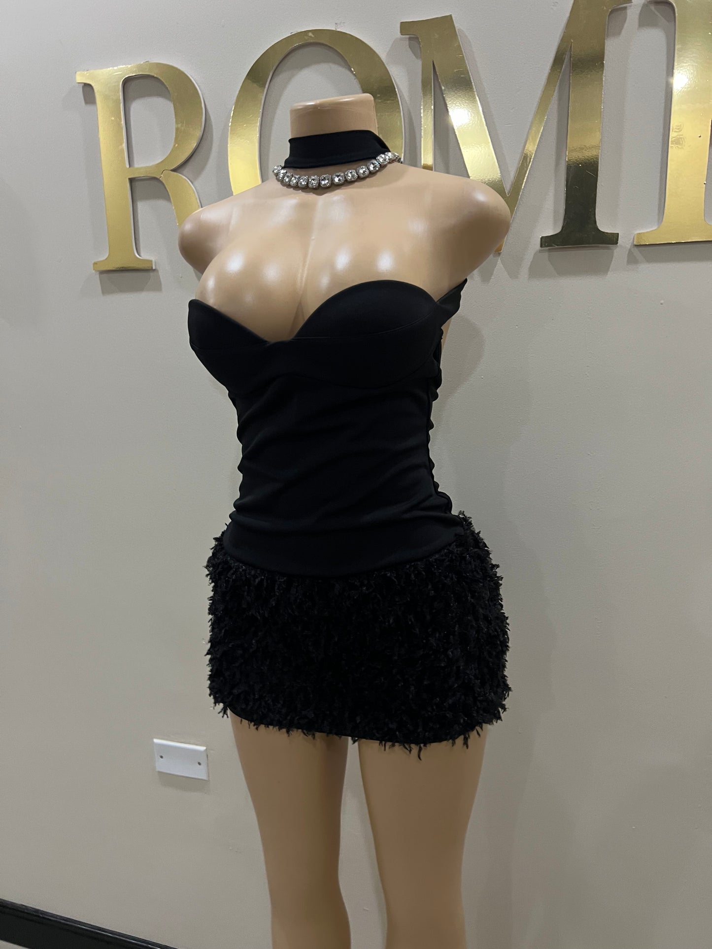 Cindy Fur Dress (Black)