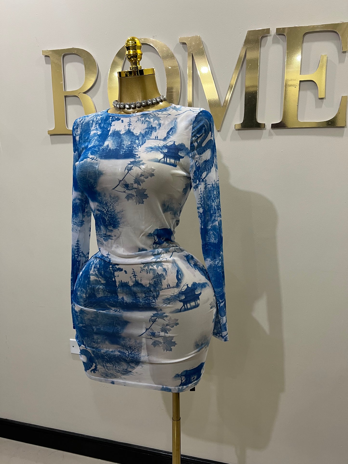 Oceans Blue Mesh Dress