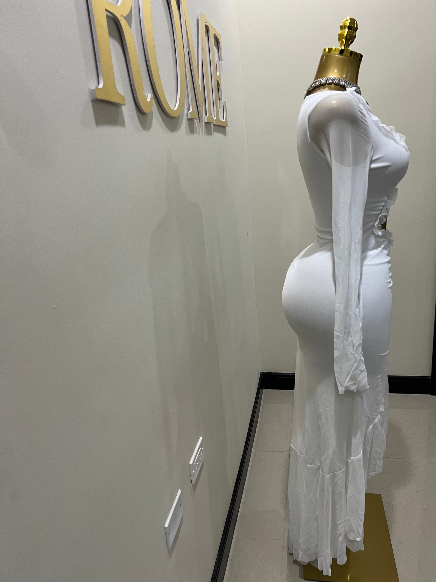 Mila Long Sleeve Dress (White)