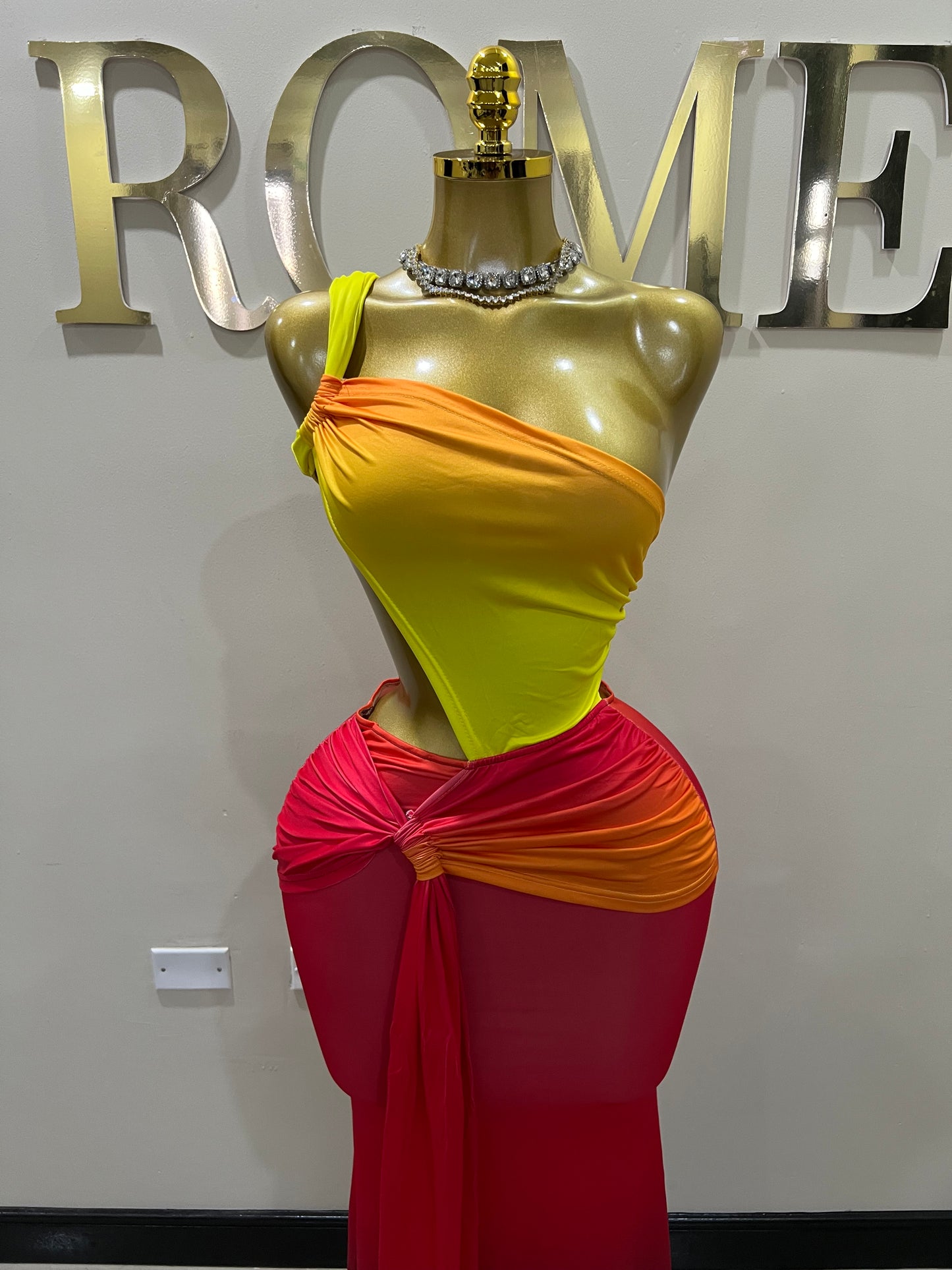 Emma Giselle Multi Dress (Red)