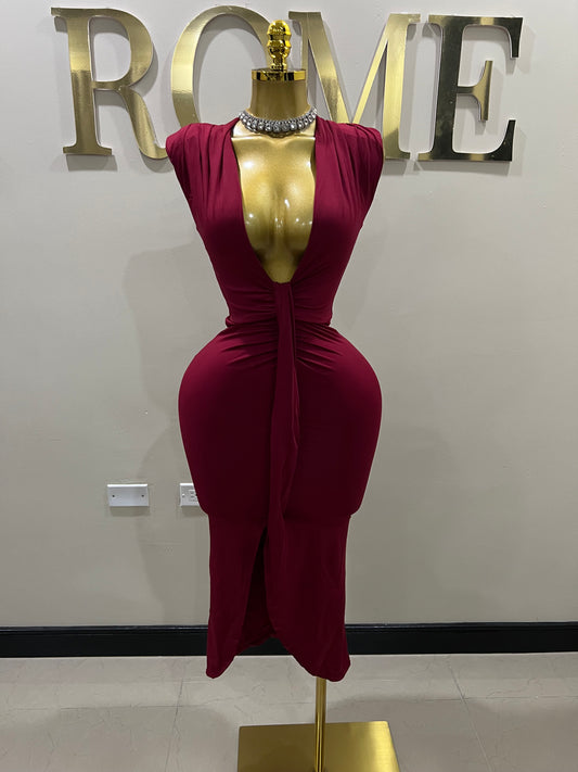 Mia Slay Sleeveless Dress (Burgundy)