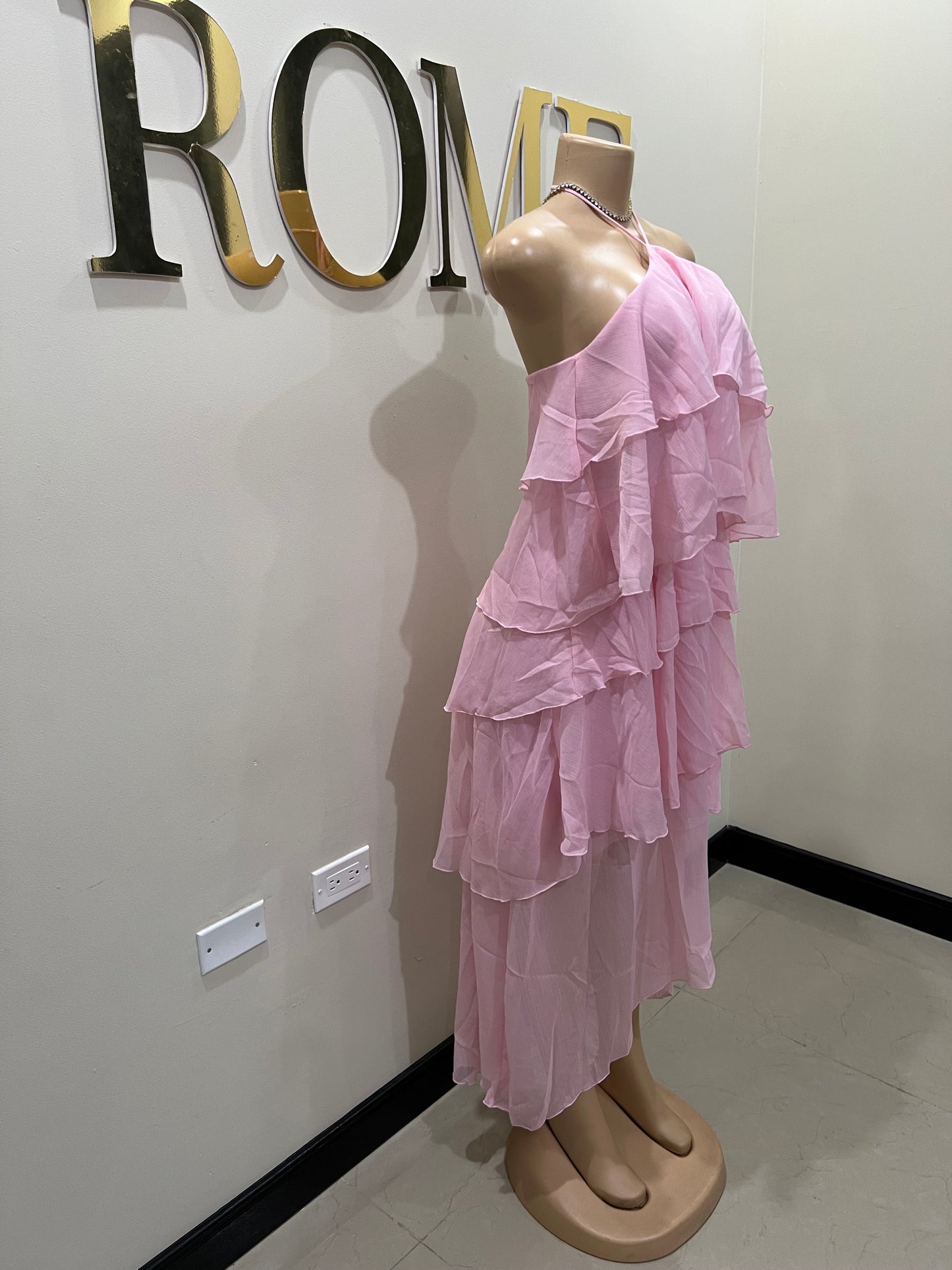 Rumi Ruffle Long Dress (Pink)