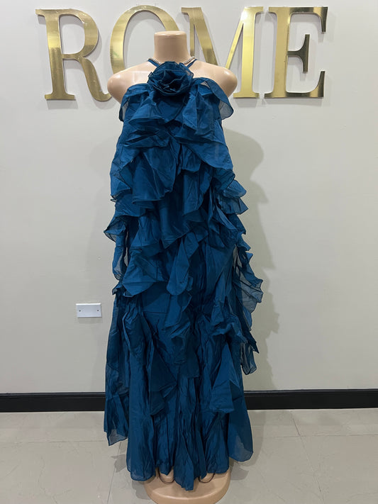 Rumi Chen Ruffle Long Dress (Blue)
