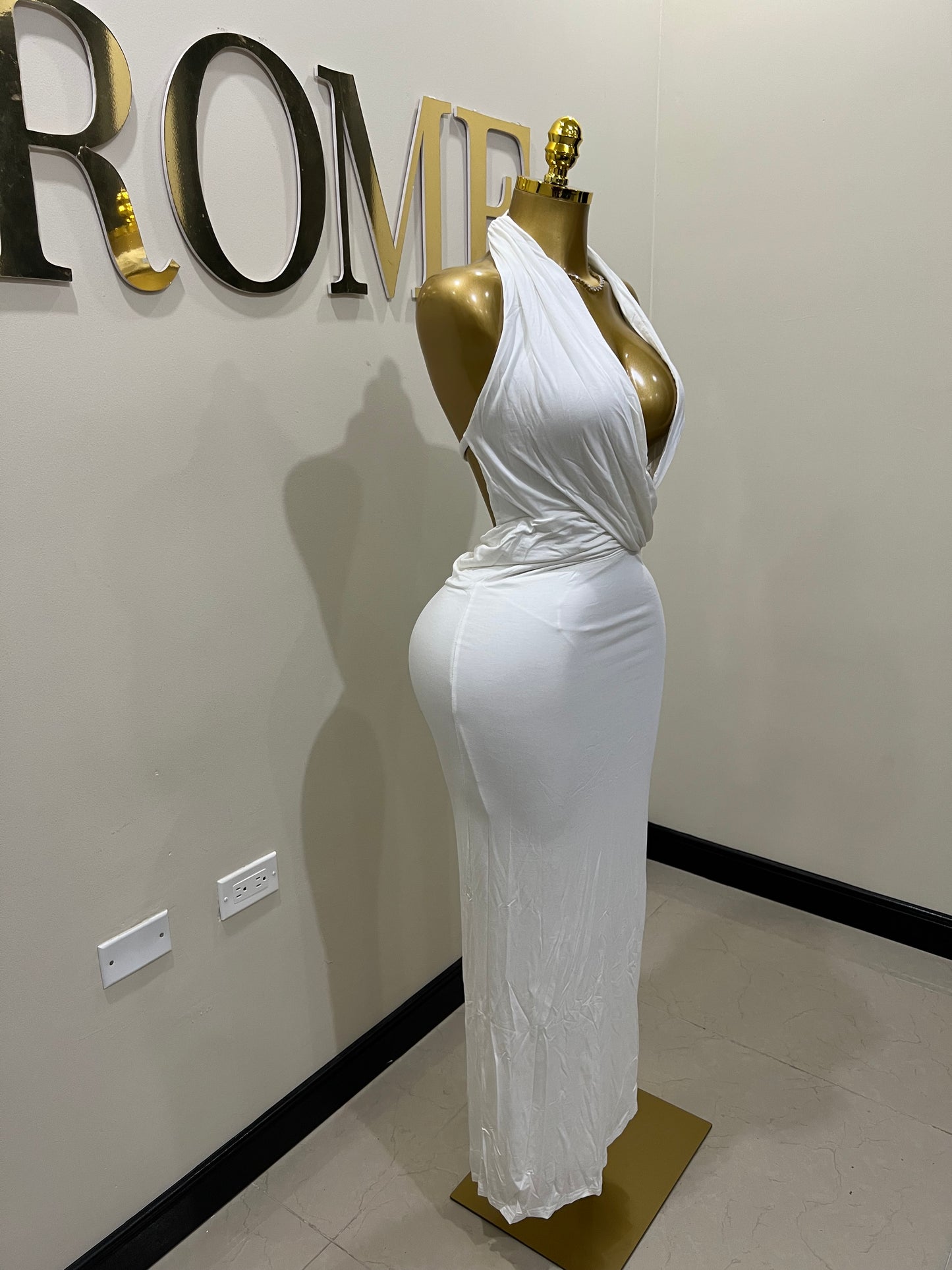Deep Angle Dress (White)