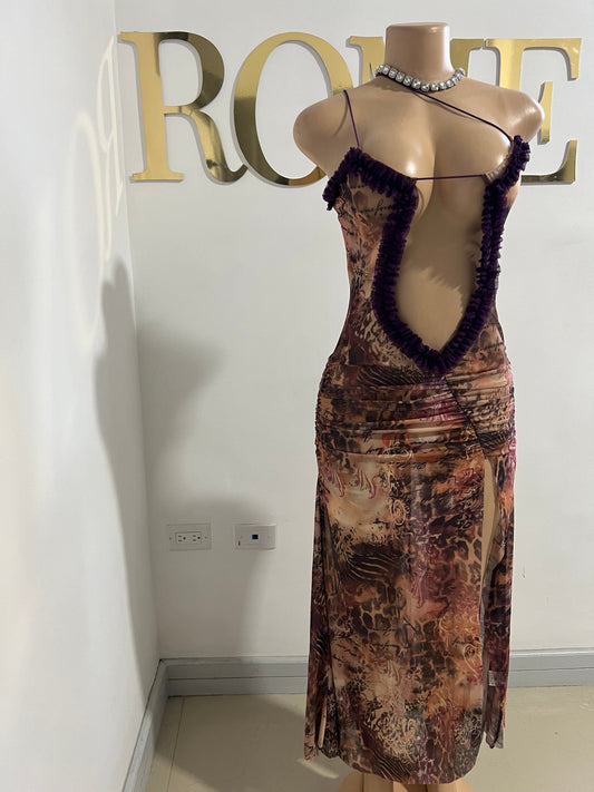 Mila Vibe Sheer Dress (Brown - Multi Colored 2)