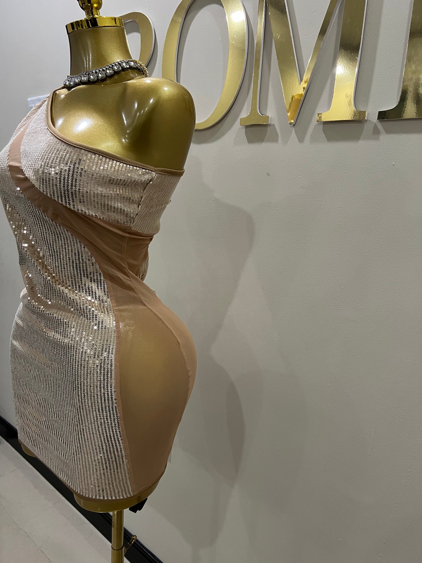 Emma Sequin Dress (Rose Gold- nude)