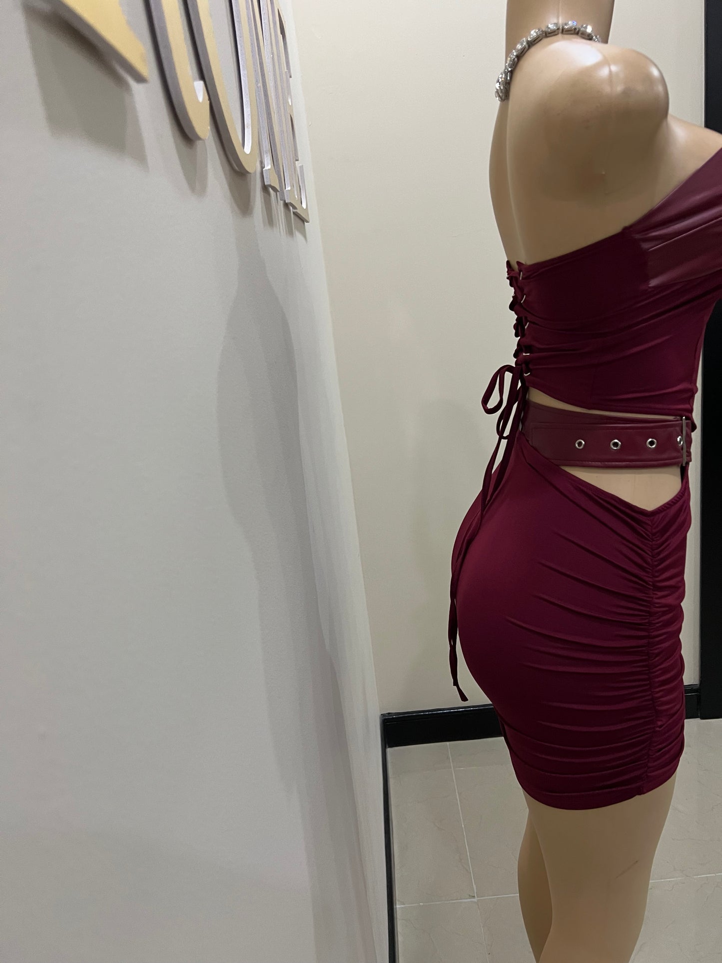 Halle Skirt Set (Burgundy)