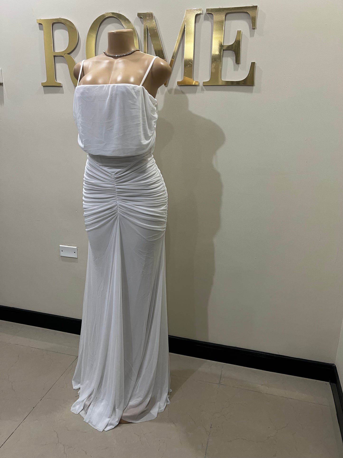 Michelle Taylor Spaghetti Strap Dress (White) (Copy)