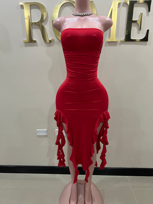 Nia Ruffle Dress (Red)