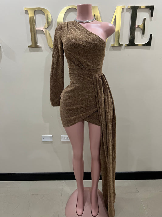 Allegra Elegant Short Dress (Brown)