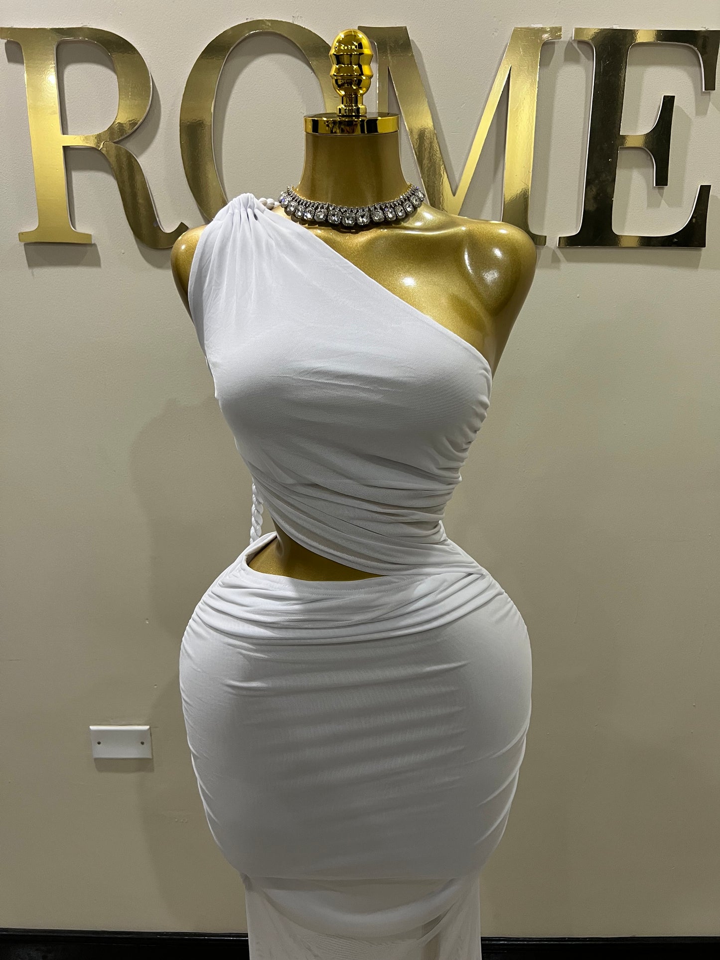 Emma Giselle Mesh Rope Dress (White)