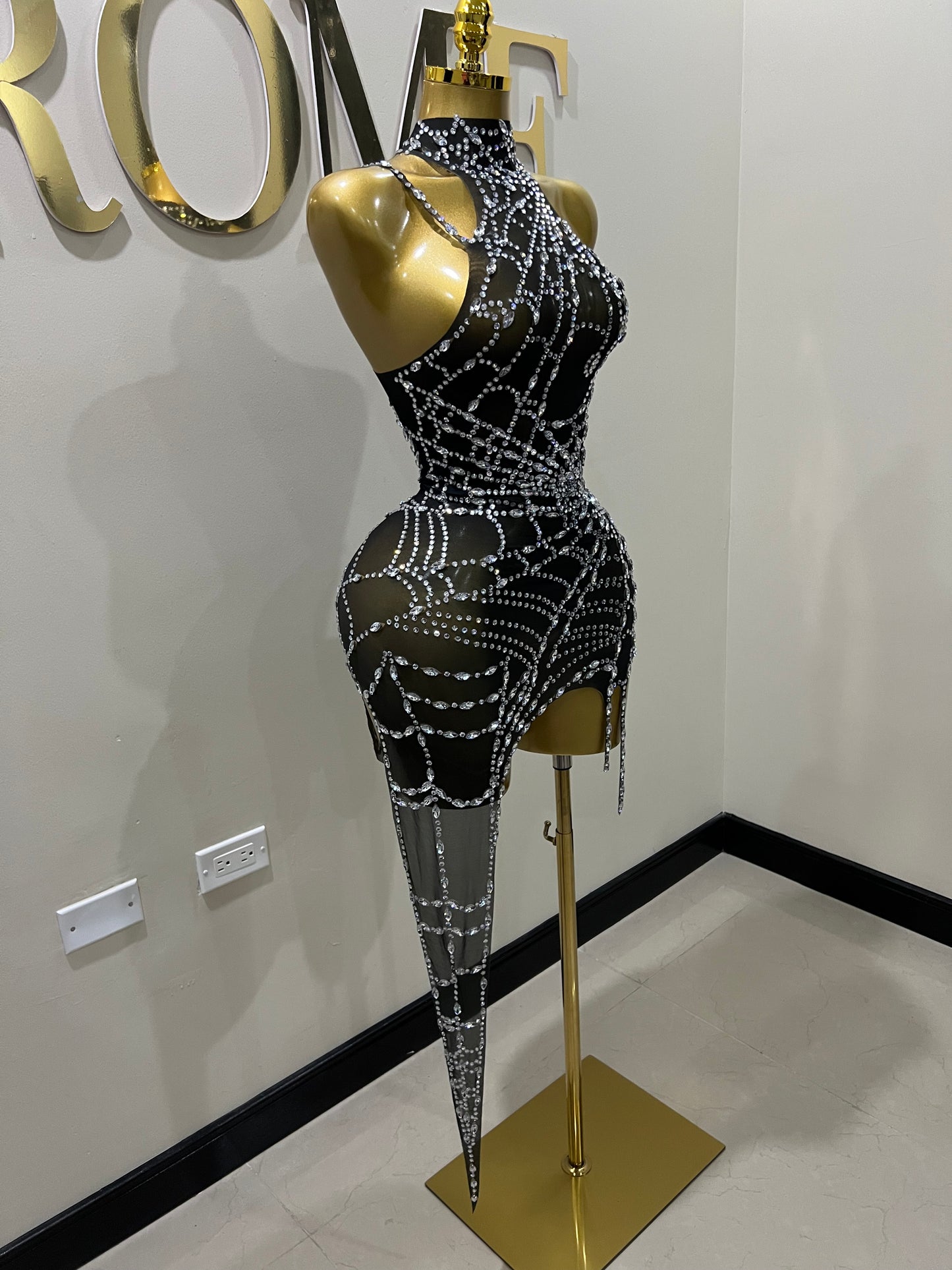 Charlotte’s Web Gemstone Mesh Dress (Black)