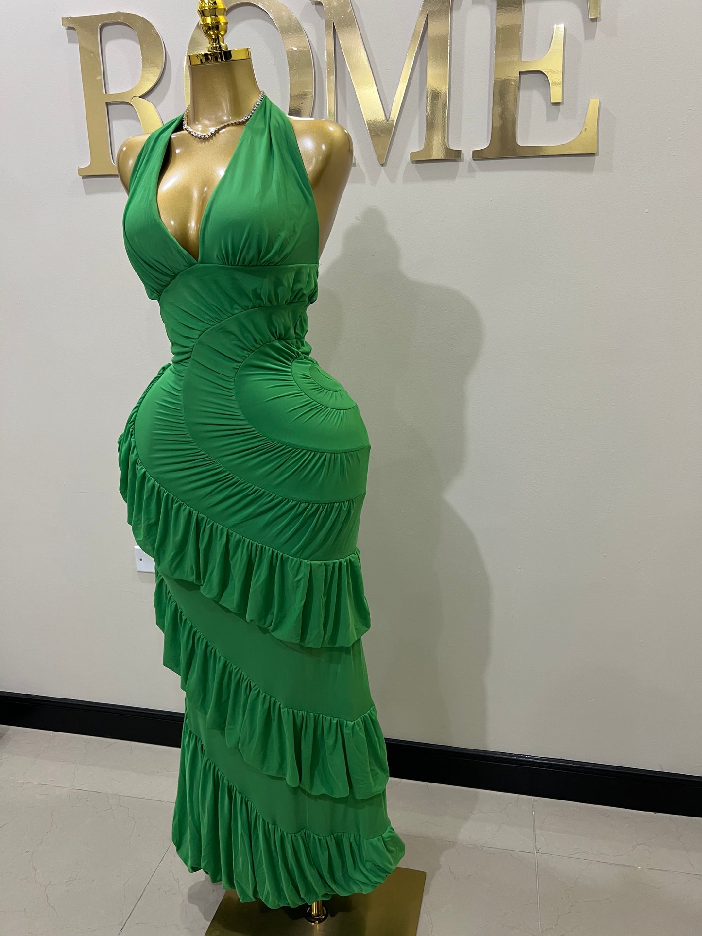 Courtili Ruffle Mesh Dress (Green)