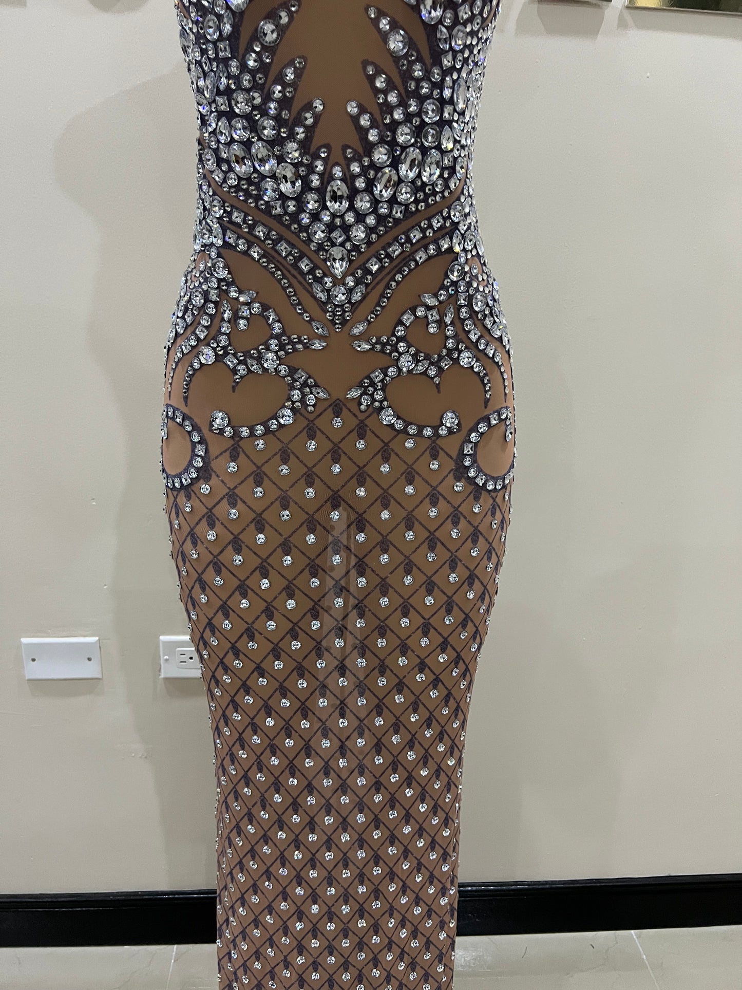 Tavia Gemstone Mesh Gown