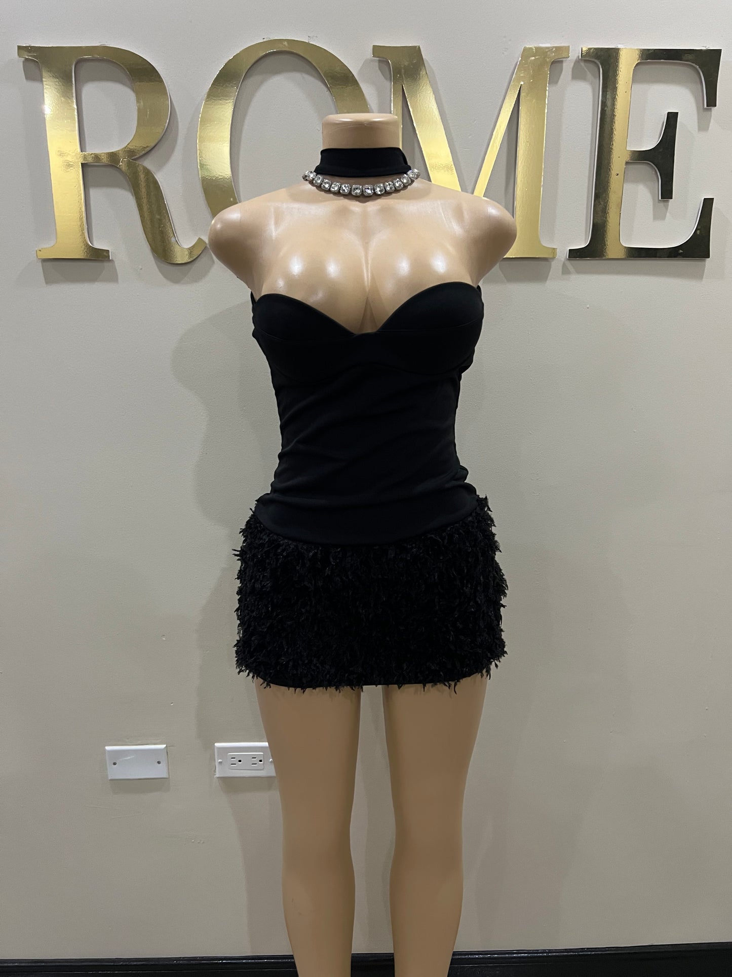 Cindy Fur Dress (Black)