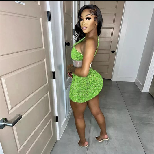 Ciara Sequin Dress (Green)