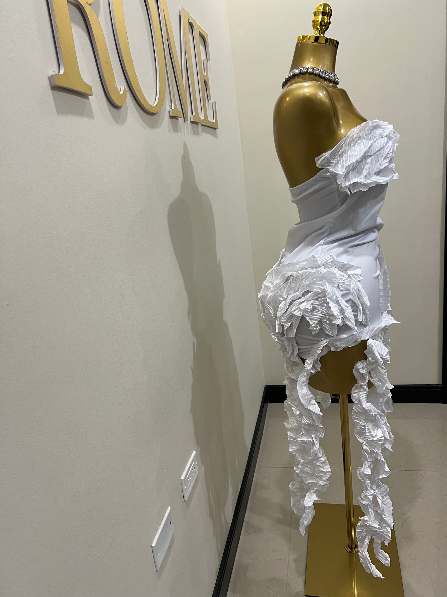 Kate Rouched Mini Dress 2 (White)