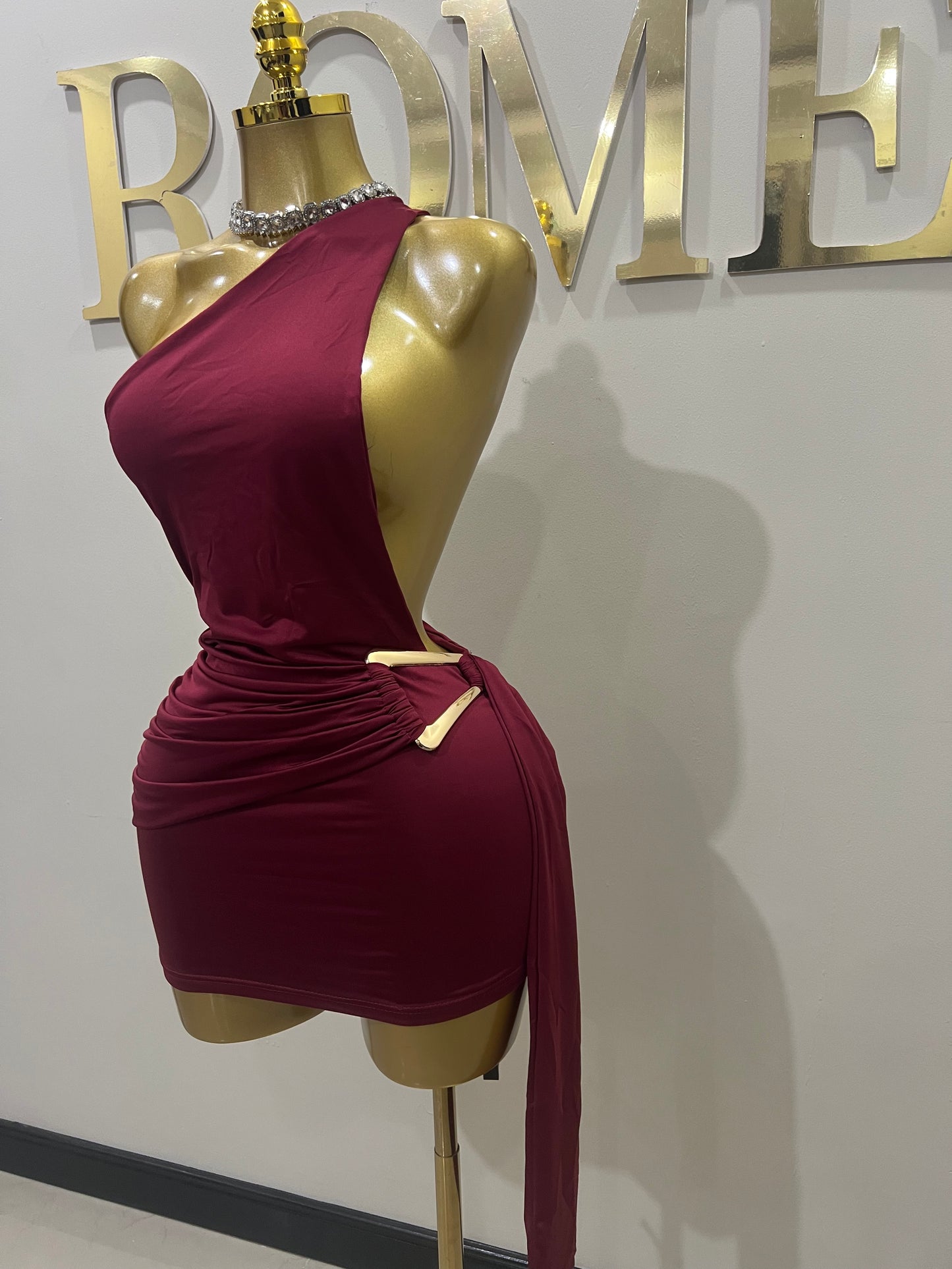 Angle Super Mini Allegra Dress (Burgundy)