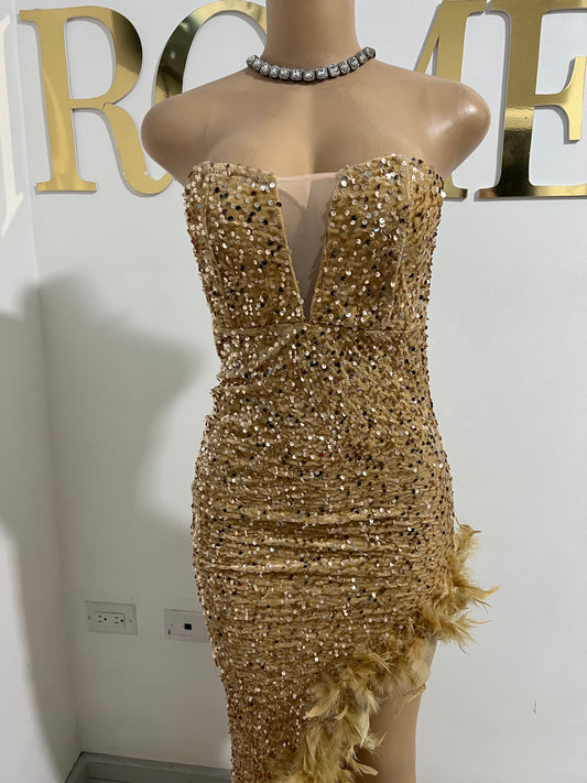 Octavia X Feather Dress (Gold)