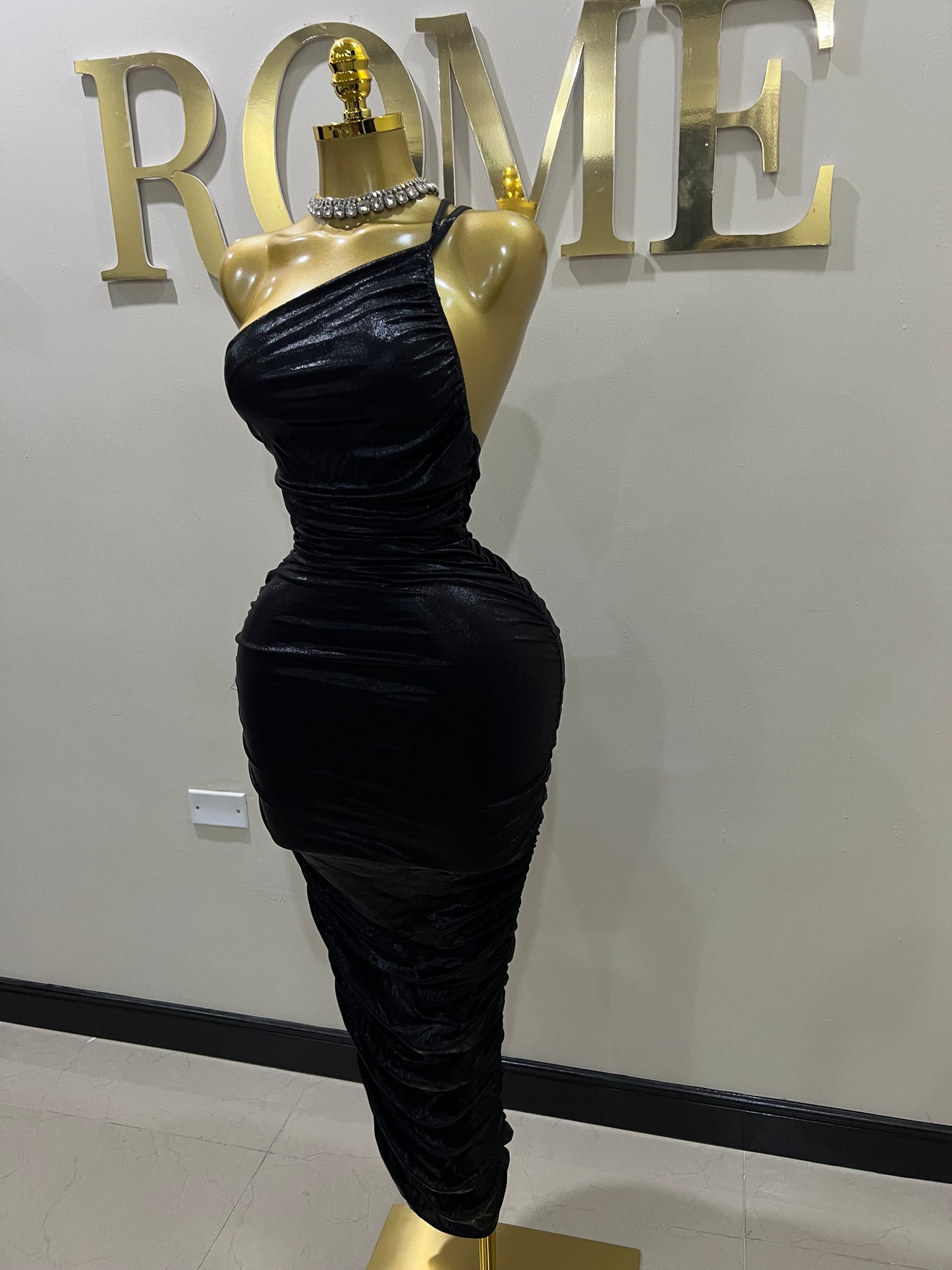 Tessa Moira Rouched Dress (Black)