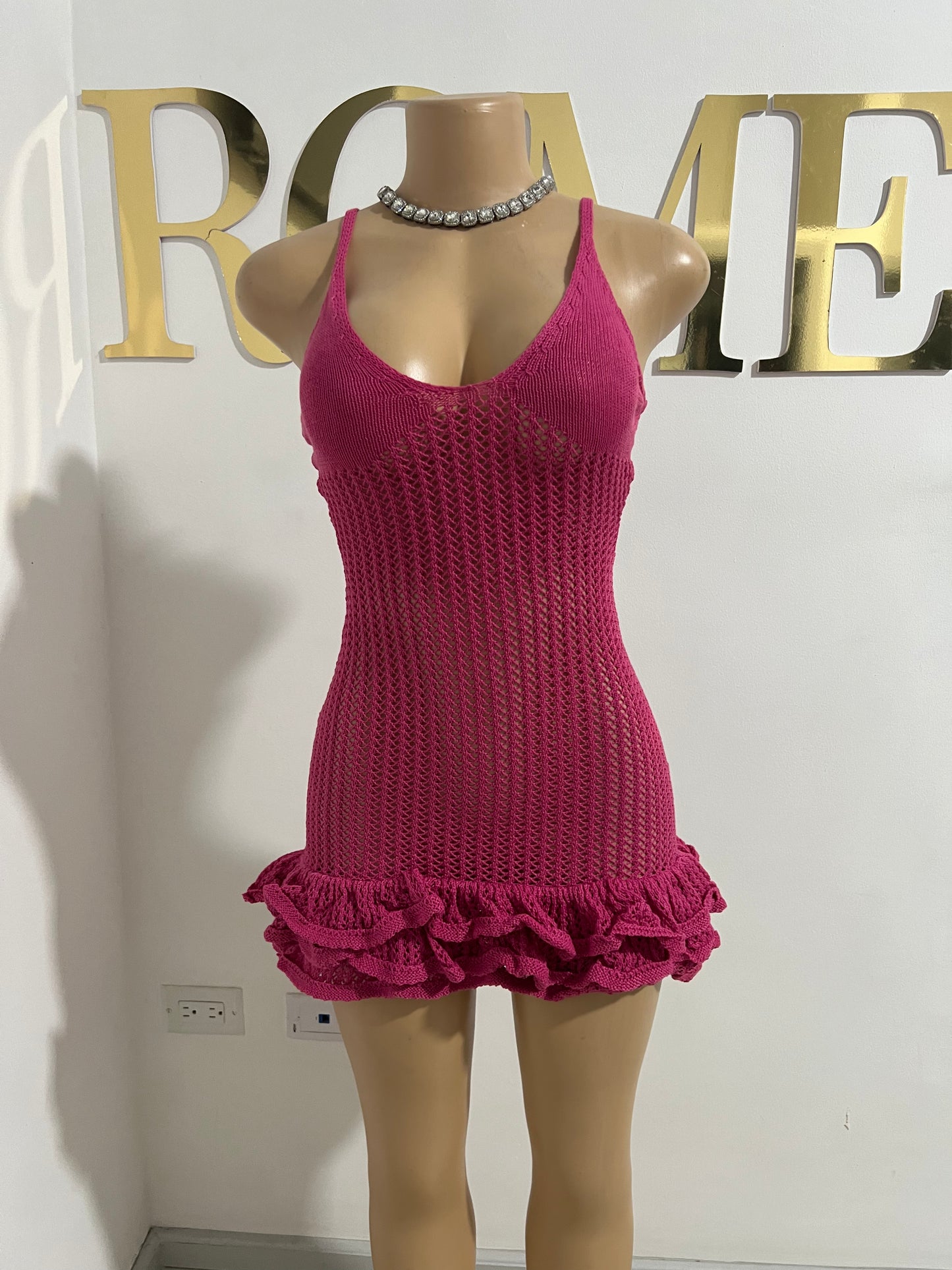 Azalea Crochet Dress (Pink)